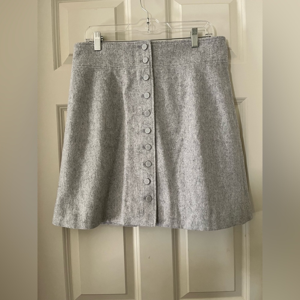 Women’s Club Monaco Wool Blend button down a-line mini skirt lined gray size 12